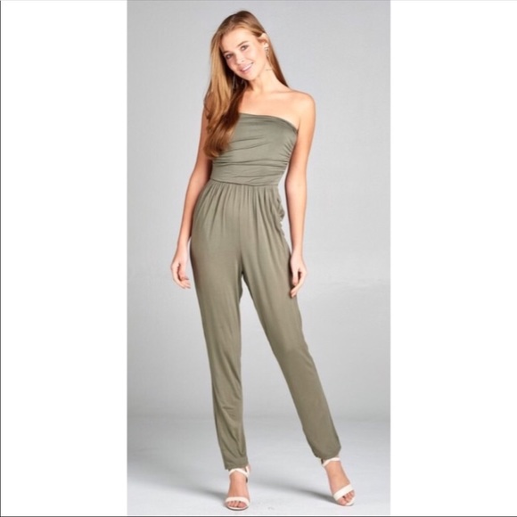 Donating in 2024/Olive Strapless Jumpsuit - Picture 2 of 4